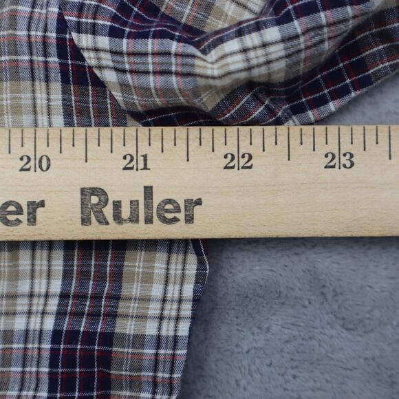 Wrangler Shirt Mens Medium Blue Red Plaid Pearl Snap Western Workwear Button Up - Picture 5 of 14